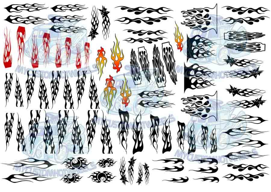 FLAME-PACK-1-43scale Hotrod Flame Decals - Image 1